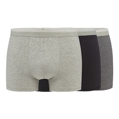 The Collection Pack of three grey and black plain hipster trunks